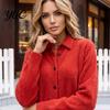 Lapel Shirt Coat Women Plush Cardigan Sweater, Long Sleeve Button Down Knit Jacket, Warm Casual Open Front Outerwear for Autumn Winter