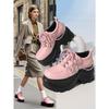 Gothic Punk Klobige Sneaker Damen Schwarzes Ketten-Dekor Plateau Sportschuhe Dicke Sohle Rutschfest Punk Sneaker