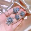 Luxury Bridal  Sets Women Flower Necklace Set Ring Earring Necklace 3-piece 3A Zircon  Sterling Silver Wedding