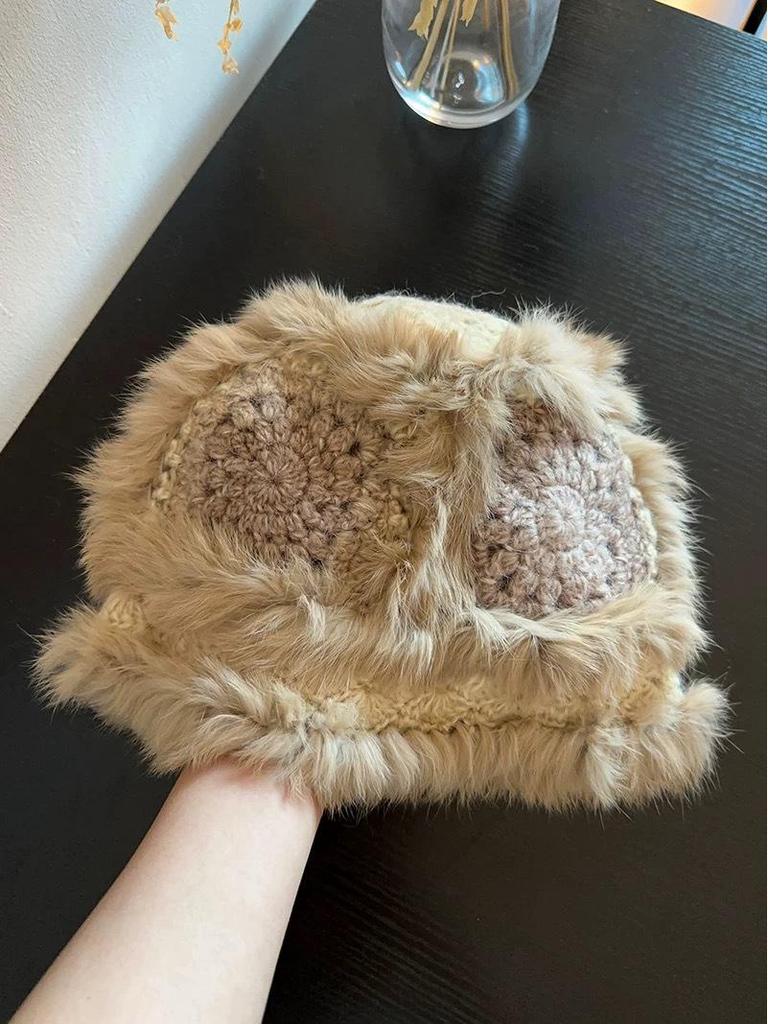 Flauschige Gestrickte Löwentanz-Mütze für Damen - Niedliches, Warmes Fell für Herbst & Winter