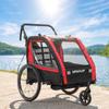 Child Bike Trailer 2 In 1, Baby Bike Stroller 2 Seats, Adjustable Handlebar, Hand Brake, Seat Belt, Red