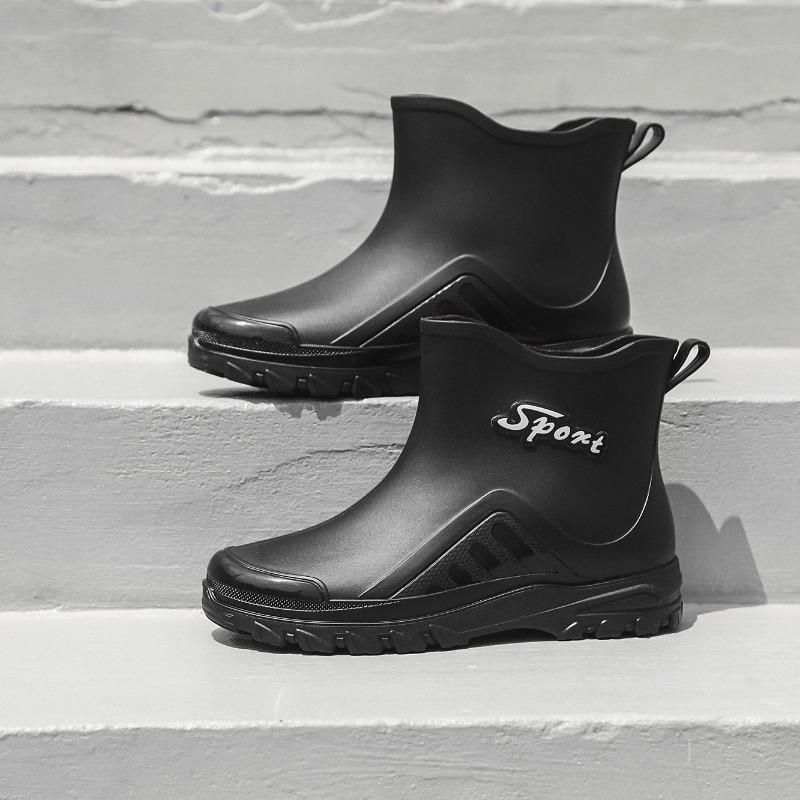 

Fashion short rain shoes men s non-slip waterproof shoes car wash site wear-resistant water boots velvet warm 39