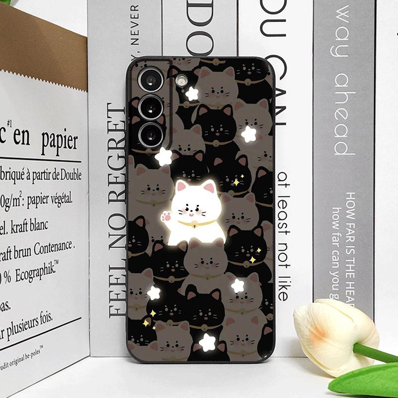Coque de téléphone Cartoon Couple Chat Noir Blanc pour Motorola Moto Edge 50 Fusion 40 30 Neo G34 E14 G75 X40 G85 G54 Pro 5G Coques Souples