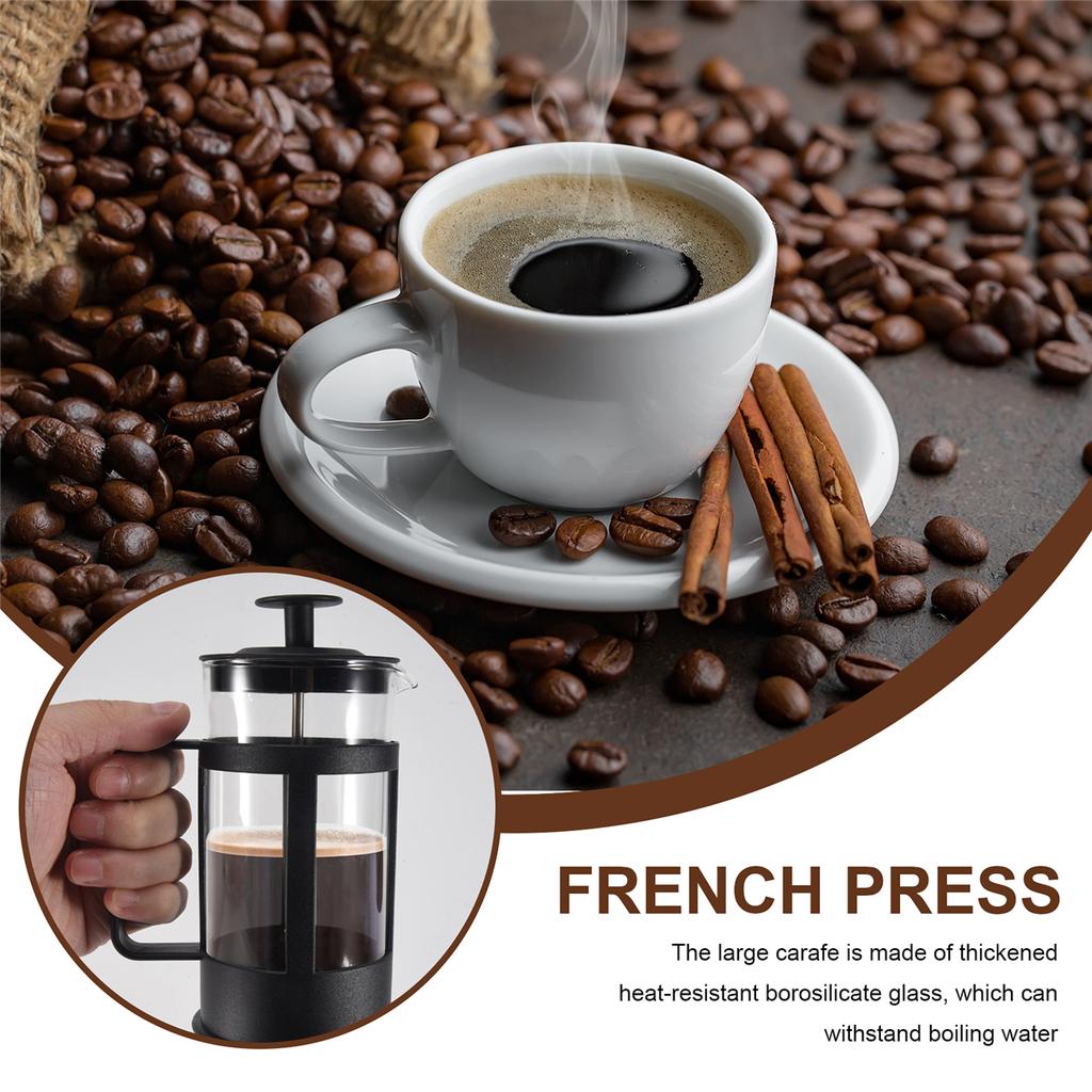 Heavy Duty French Press Coffee Maker 12Oz Heat-Resistant Glass Rustproof Filter Dishwasher Safe Tea Coffee Brewer with Handle