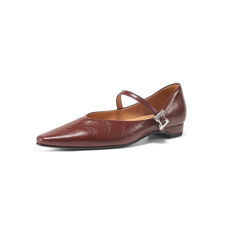 Fashion NEW Spring/Autumn Women Pumps Square Toe Low Heel Shoes Split Leather Shoes for Women Concise Buckle Strap Mary Janes Shoes