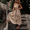 Women's Casual Half Skirt 2024 Drawstring Large Pockets Boho Loose Organic Cotton Long Skirt