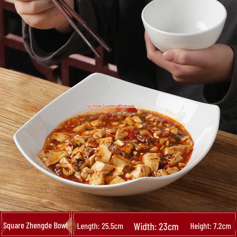 Ceramic Pure White Irregular Wok Pan Fish Plate - Cold & Hot Dish Oven Safe.