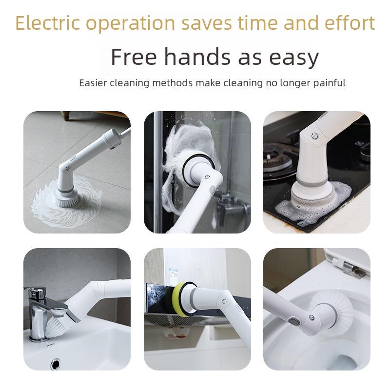 New Telescopic Electric Cleaning Brush: Long-Handle, No-Bend, Rotating Mop for Easy Cross-Border Cleaning