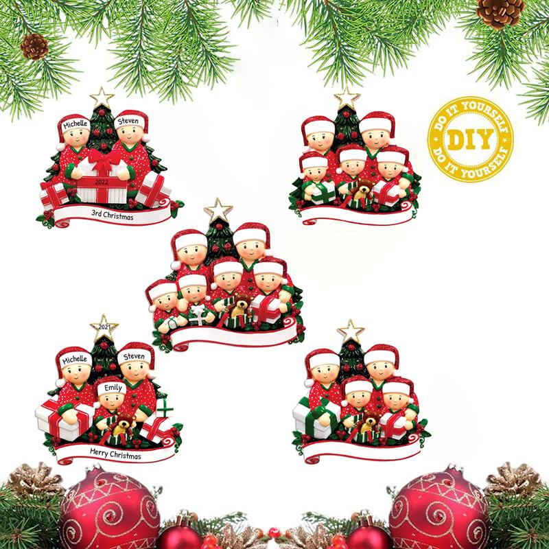Christmas Pendant DIY Personal Family Christmas Decorations For Home 2D Acrylic Christmas Tree Hanging Ornament New Year 2026