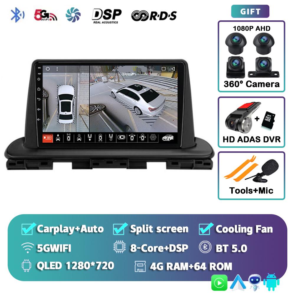 Android 14 Carplay Auto Car Radio For Kia Cerato 4 IV 2018 2019 2020 2021 Multimedia Video Player GPS Navigation DSP Stereo WIFI