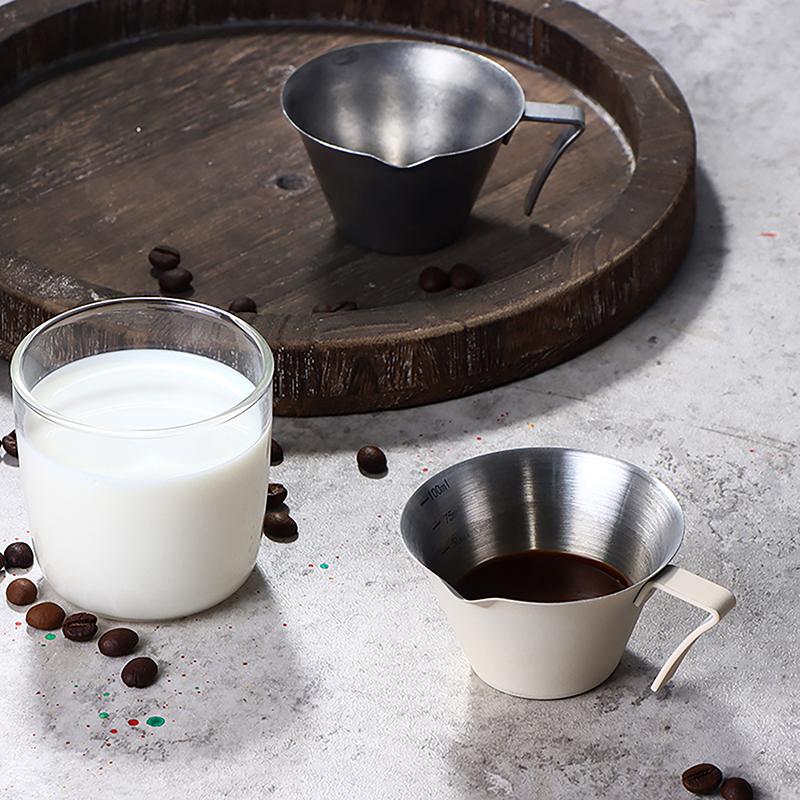 1Pc 100Ml Espresso Measuring Cup With Handle Stainless Steel Coffee Shot Coffee Pouring Cup Home Kitchen Measuring Accessories