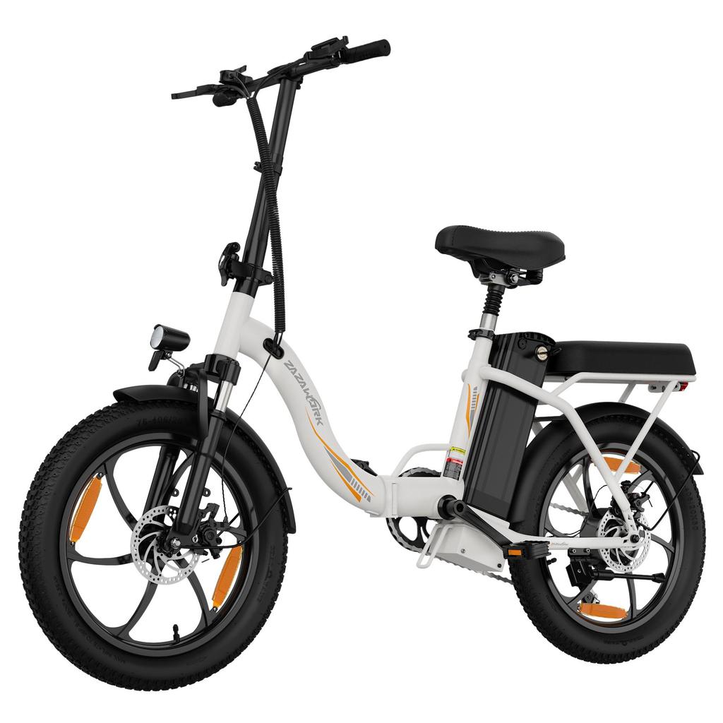 ZAZAWORK C16 City Folding Electric Bicycle 250W Motor 20 Inch Fat Tires 120Kg Load Outdoor Ride E-Bike With Tow Seat