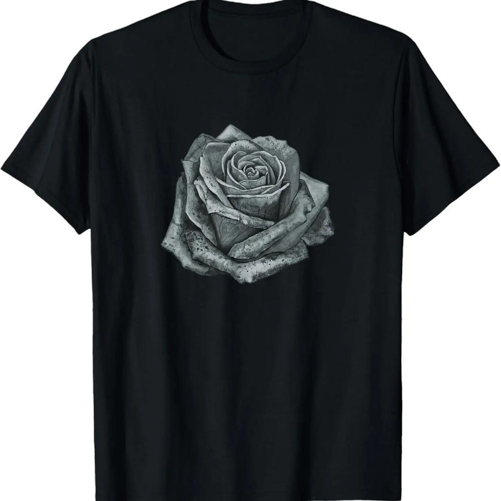 

Aesthetic Black Rose Flower Shirt Floral Lover Gifts Shirt T-Shirt XXXL чёрный