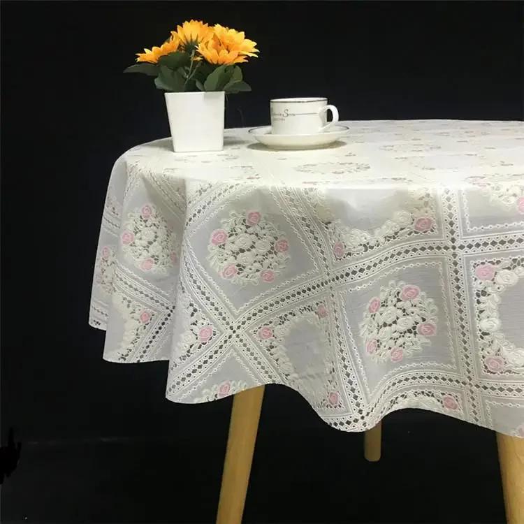 Pvc Desk Mat Printed Dustproof Table Cover Round Lace Table Waterproof Oil Resistant Scald Resistant Round Tablecloth