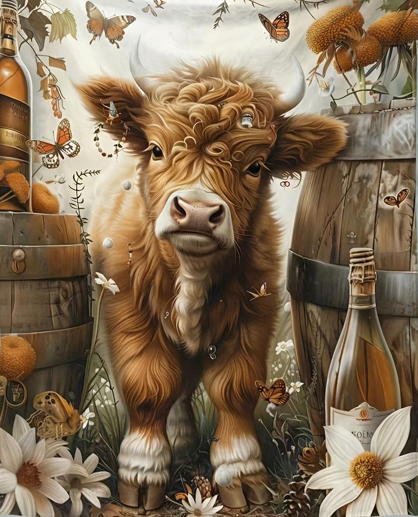 

Charming Highland Cow with Flowers and Butterflies Blanket - Soft, Cozy, Stylish Decor for Ultimate Home Comfort and Ideal Gift 30x40in