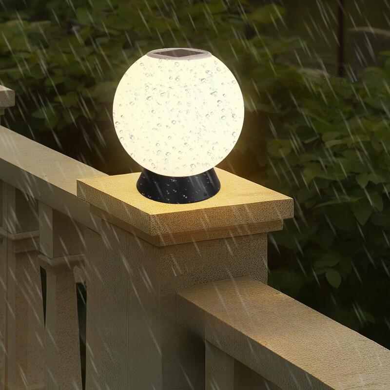 OEING Outdoor Solar Orb Pillar Light
