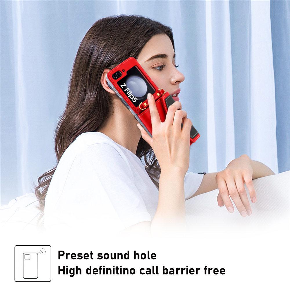 For Galaxy Z Flip 6 Case Dual Color Love Heart Crossbody Wallet Cards Slot Case For Samsung Galazy Z Flip 5 Flip 6 4 3 Cover