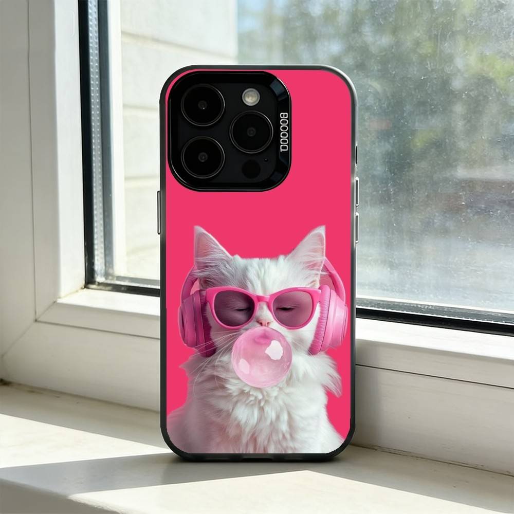Aesthetic Cat Portraits Phone Case For iPhone 17,16,15,14,13,12,11 Plus,Pro Max,XS,Colorful Silver Phone Case Funda Cover