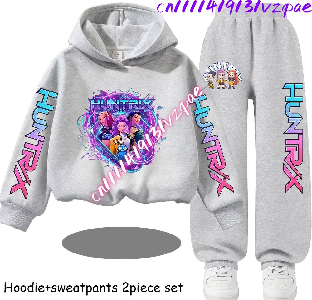 TZWY2026 Autumn KP Op Girls Print Clothing Children Hoodie 2pcs Set Pants Suit Kids Tracksuit Splice Sport Tracksuits