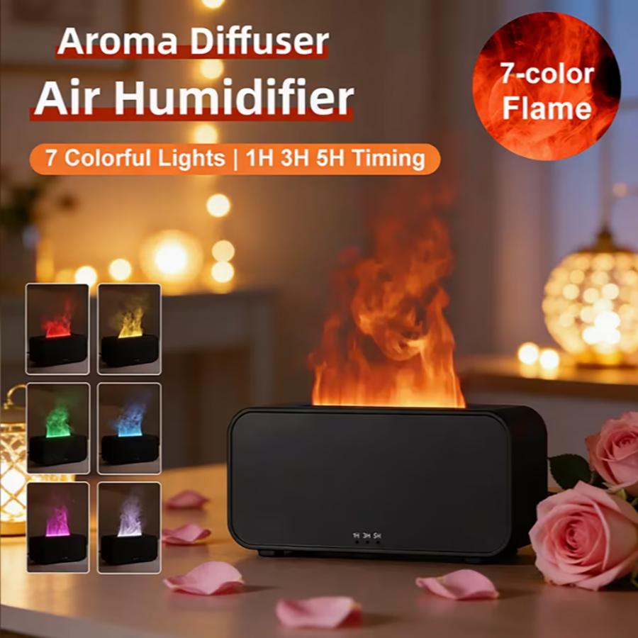 Flames Air Humidifier & Aroma Diffuser Ultra Quite & Auto-Off Lower Noise Sleep Without Disturbance Aroma Diffuser Air Humidifie