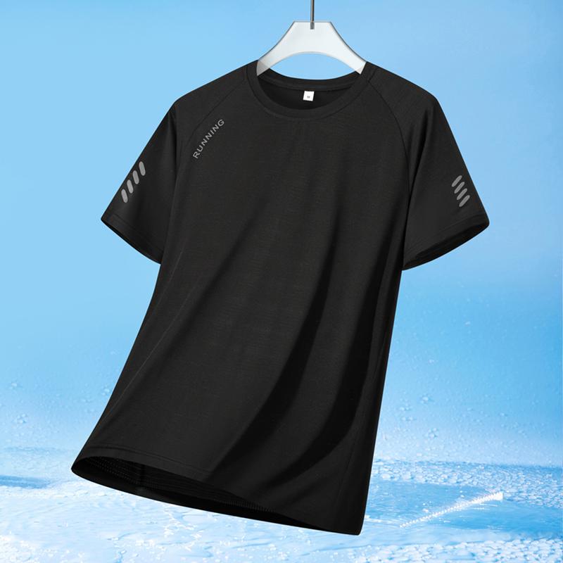 Мужская летняя повседневная свободная футболка с коротким рукавом, дышащая футболка 2XL чёрный