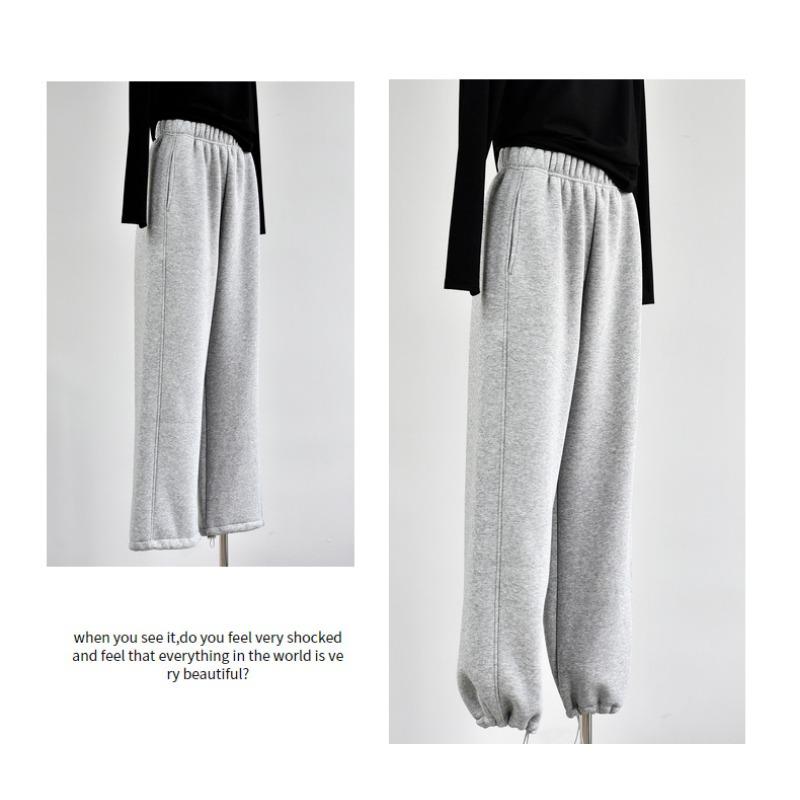 Winter Women's Thick Casual Wide Leg Loose Sports Cotton Sweatpants Casual Pants