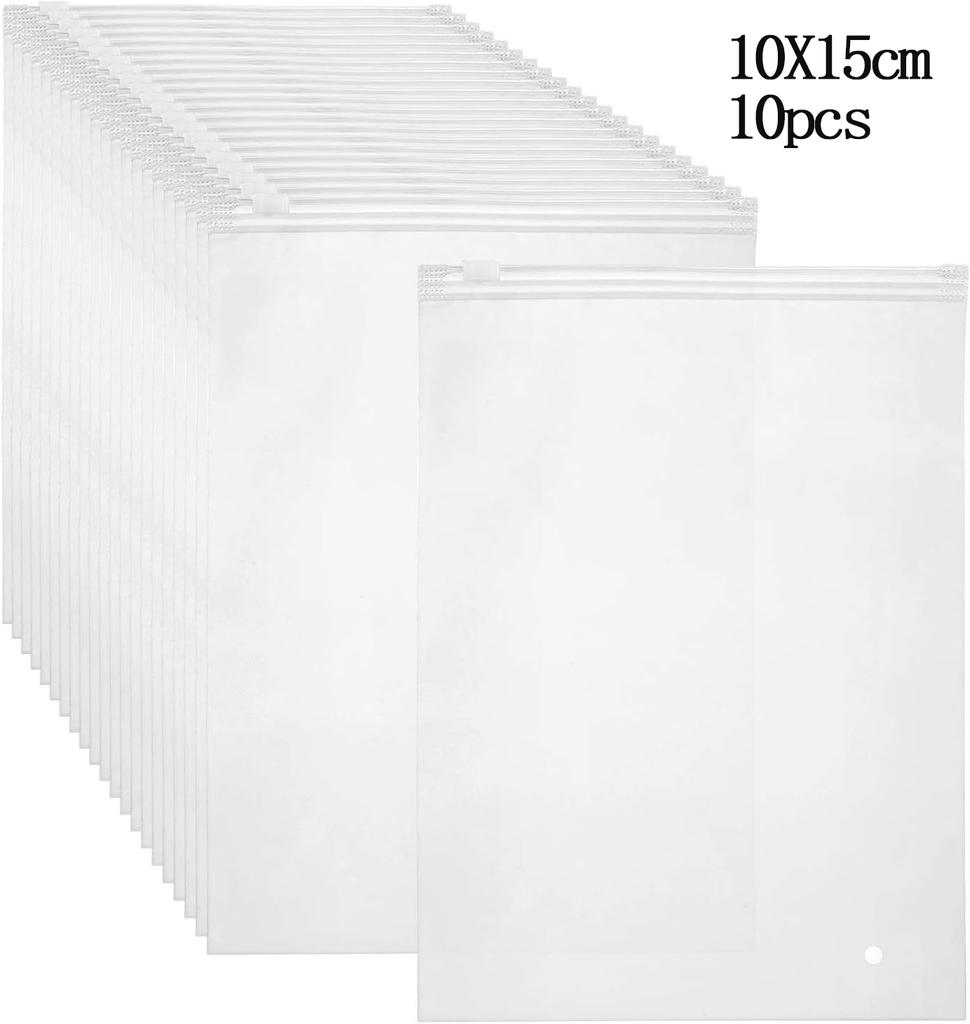 10pcs Packaging Bags CPE Frosted Zip Lock Bags Self Sealing Clear Garment Bags for T-Shirts, Shirts, Files