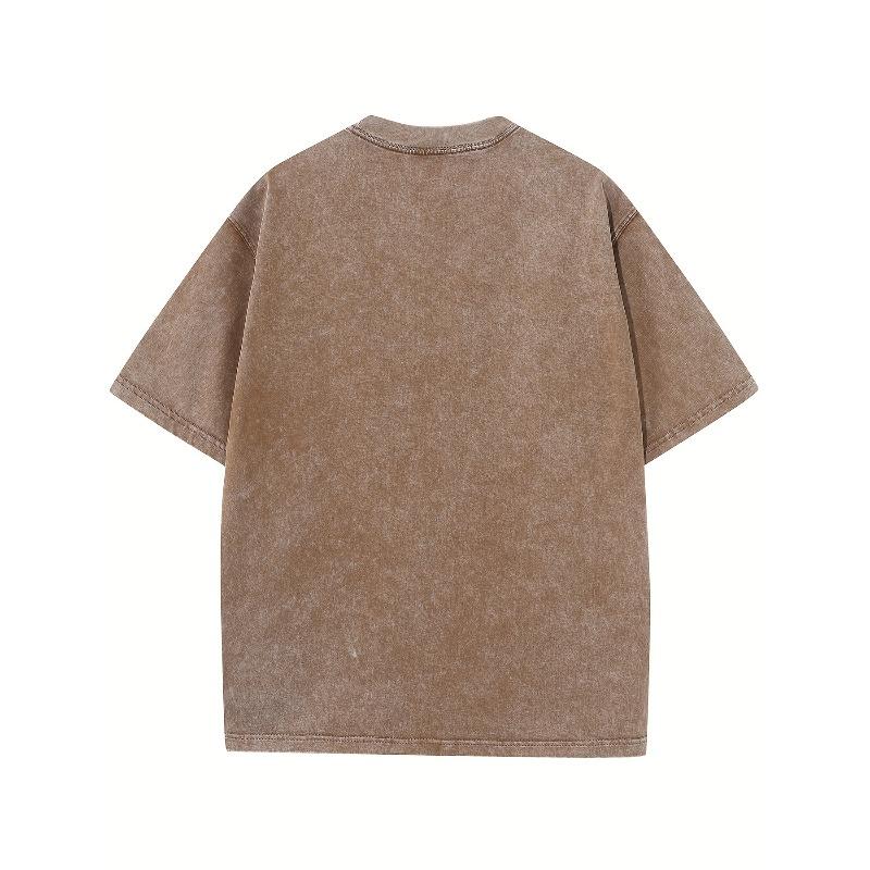 European Size Chaos Oversized Cotton Solid Drop Shoulder T Shirts for Men Vintage Streetwear Basic Tees Baggy Hip Hop Tops Acid Wash Tshirt