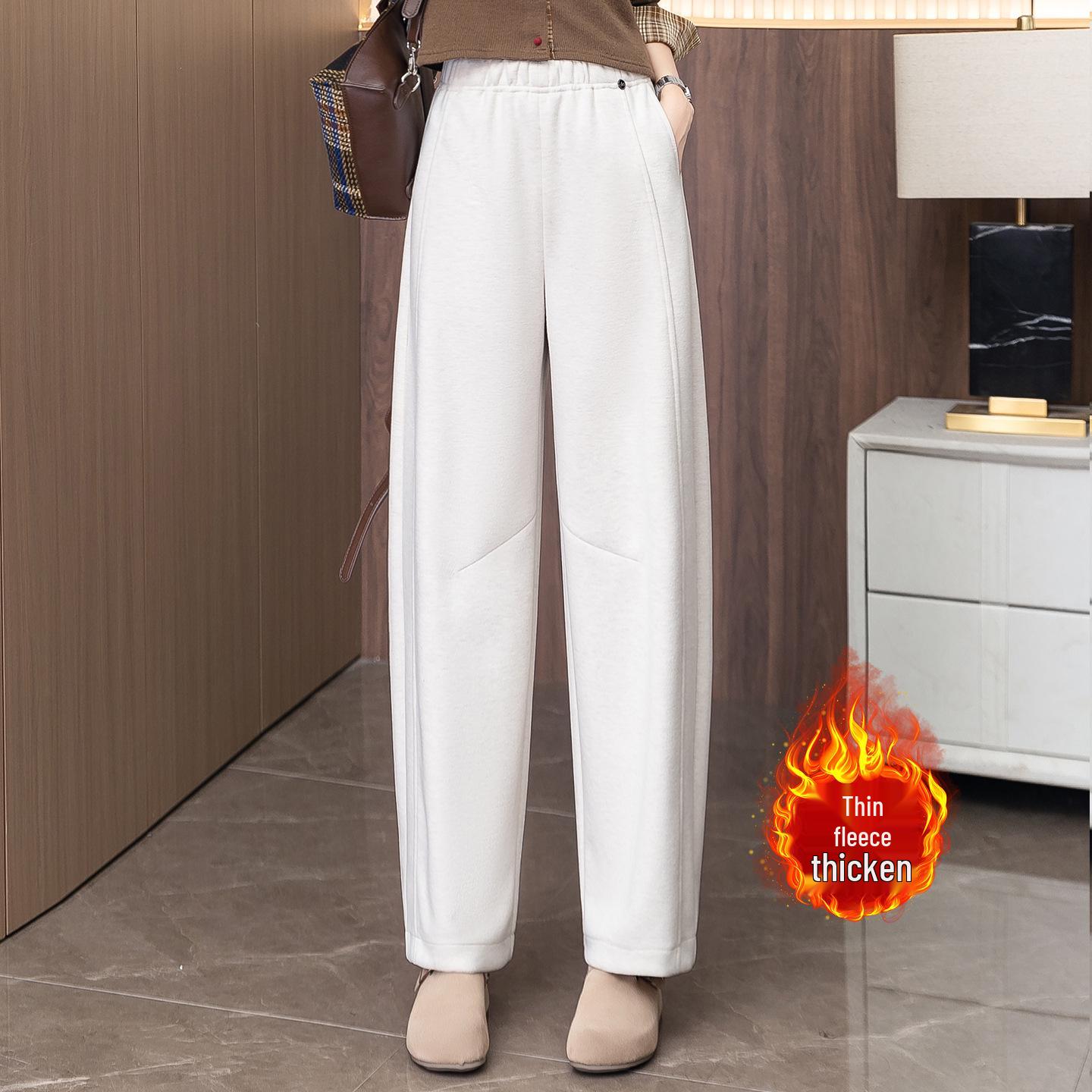 

Women s Black-Grey Cashmere Scimitar Pants: New Autumn/Winter 2025 Loose-Fit, Slimming, Plus Velvet Cropped Design. 30/2XL (125-135 lbs)