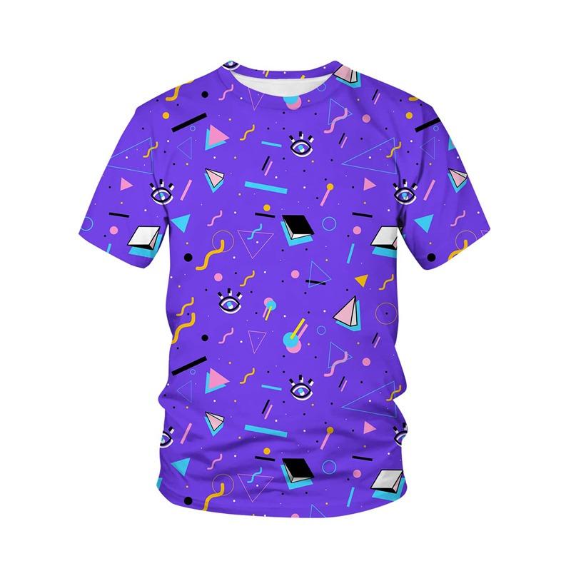 Summer Retro Men's T-Shirt with Geometric Patterns - Retro Hip-Hop Street Style Men's Trendy Personalized Short Sleeve Shirt