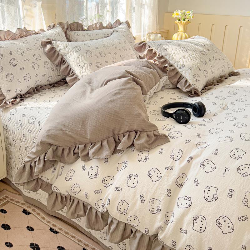 Mei Yun Ge Yun Gan Jacquard Double layer Yarn Bed Cover Han Edition Four piece Set