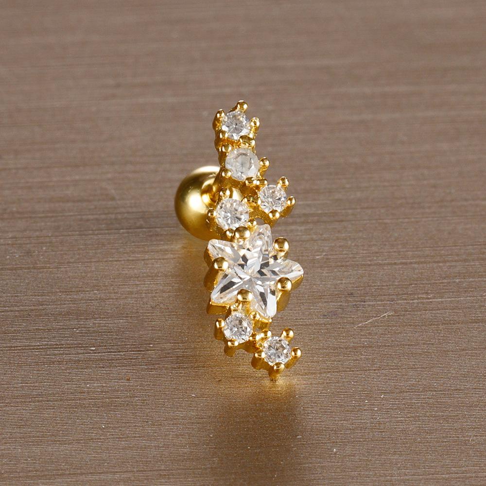 1PC 6 Styles Stainless Steel Mini Zircon Cartilage Piercing Stud Earring For Women Helix Tragus Piercing Women's Body Jewelry