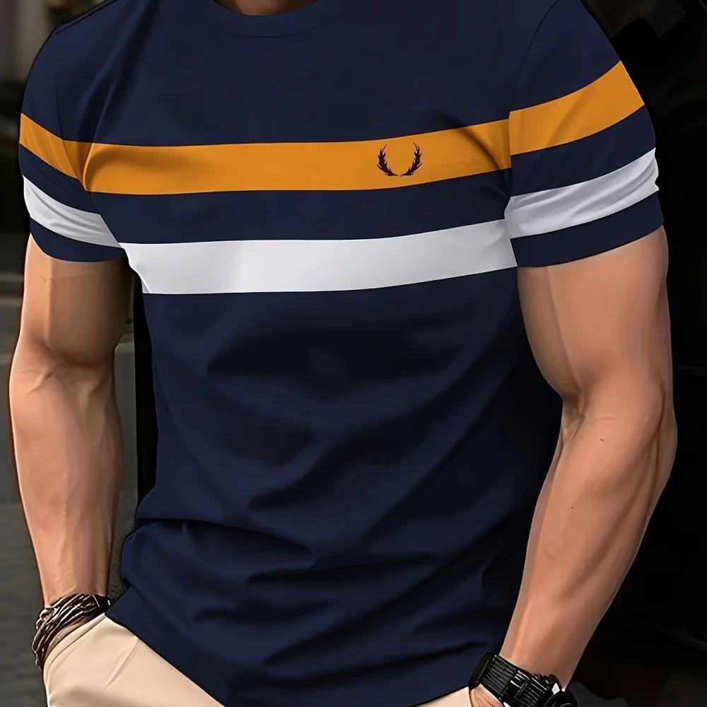 

3D полосатый узор с принтом модные мужские топы летняя одежда с коротким рукавом свободная футболка большого размера мужская повседневная уличная блузка 6XL