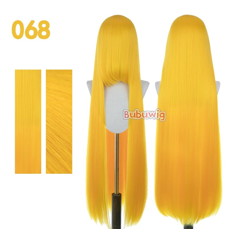 Bubuwig Synthetic Hair 100cm Long Straight Pure Color Cosplay Wigs Over 100 Colors Black White Red Blue Brown Wig Heat Resistant