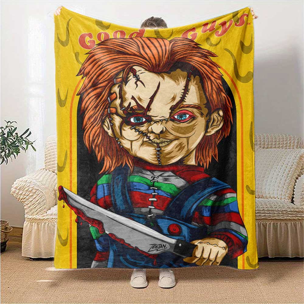 Horror Doll Scissors Blanket Soft Warm Cozy Throw For Picnics Sofa Couch Office Bed Picnics Playful Design Best Holiday Gift for Friends Y9