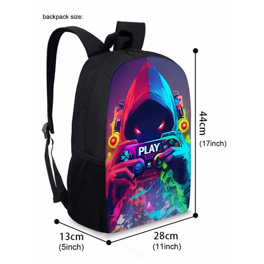 Cooles GamePad Einlagiger Rucksack Für Jungen/Mädchen Kinder Beste Geschenke 2D Flache Cartoon-Schulranzen für Schüler