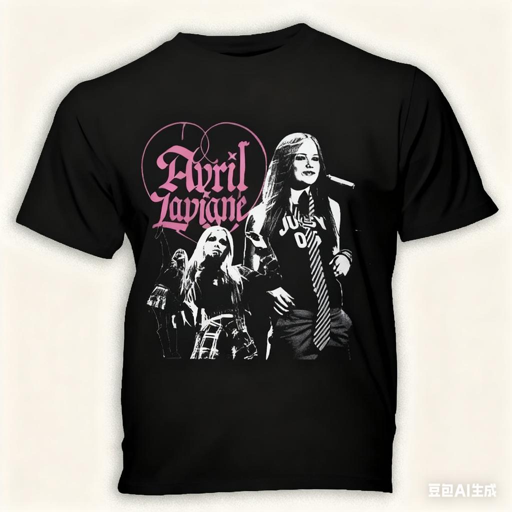 Avril Lavigne Grafik T-Shirt Pop Punk Fan T-Shirt mit Retro-Herz-Design Ikonischer Rockstar-Druck 2026 Neu