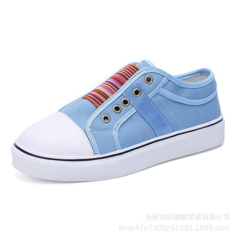 New Round Head Color Elastic Single Shoes Women's Flat-soled Large-size Women's Shoes