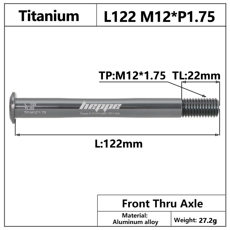 HEPPE MTB Road Bike Titanium Thru Axle Ultra Light Bike Axle 12x142 12x148 Rear Hub Thru Axle Bike Fork 12x100 12x110 Shaft