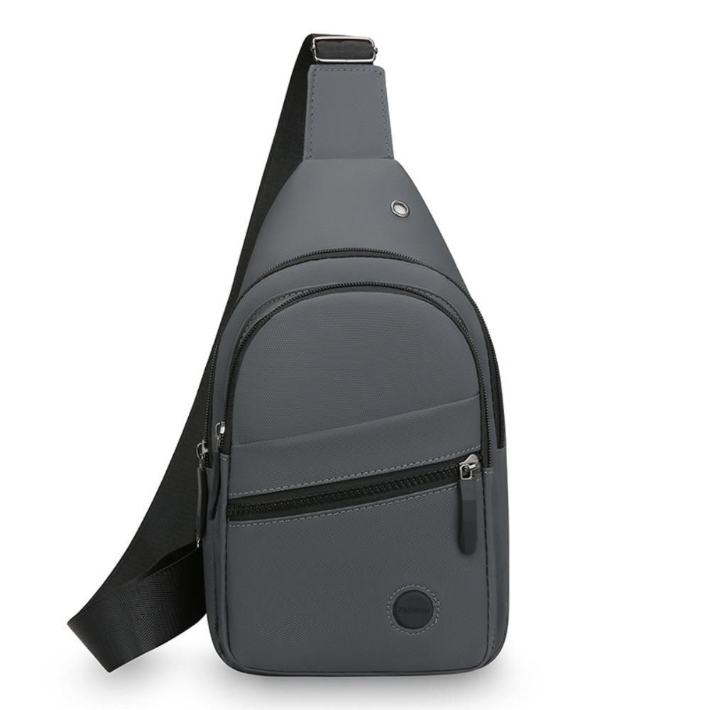 Bolso de Pecho Impermeable para Hombre Tela Oxford Multibolsillo Bolso Bandolera Agujero para Auriculares Correa de Hombro Ajustable Riñonera de Pecho