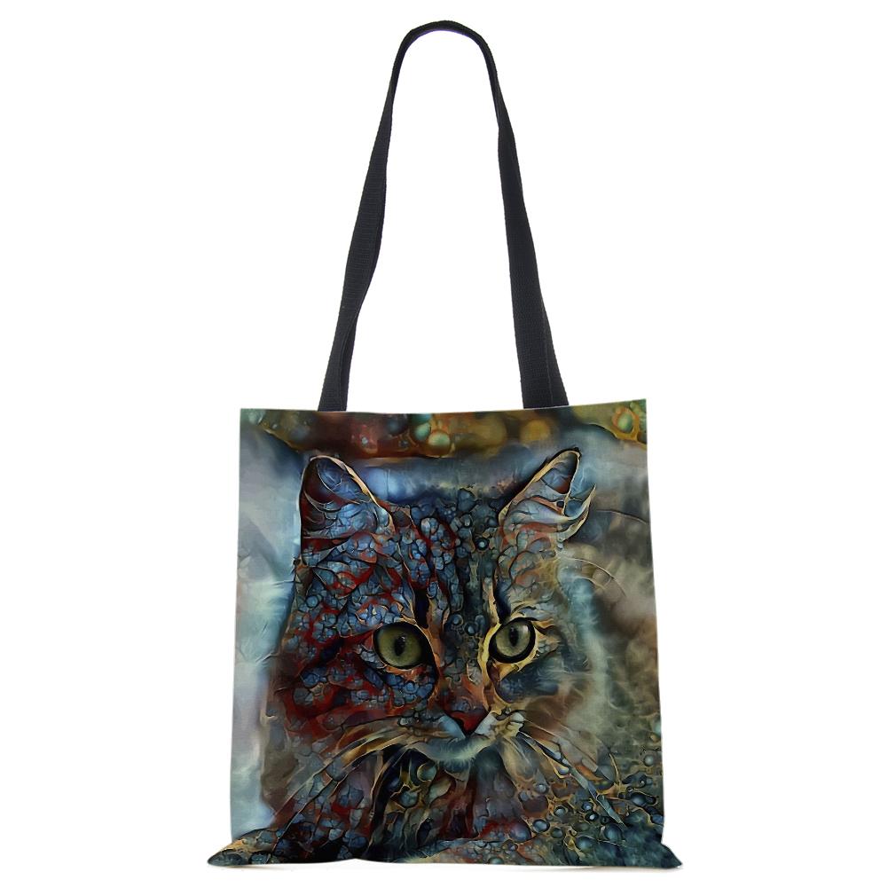 Spaudinys ant drobės nešiojamas ant peties krepšio leopardo pelėda, daugkartinio naudojimo laisvalaikio pirkėjo rankinė 2022 m. Moterų kelionių mokyklos sulankstomi paplūdimio krepšiai