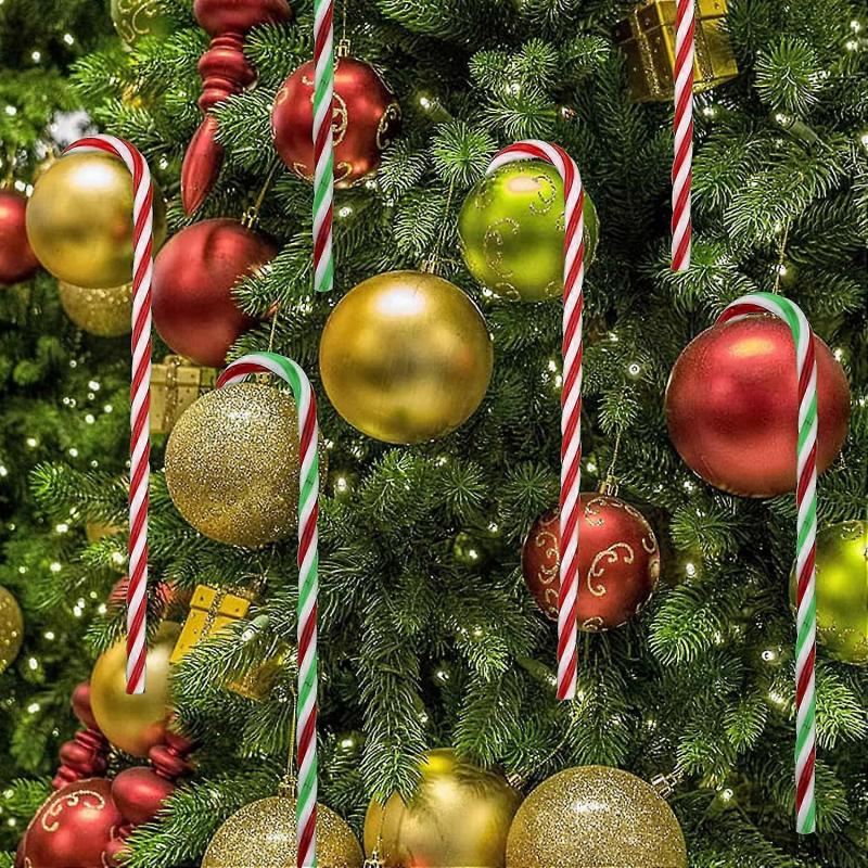 Christmas Plastic Candy Cane Lollipop Ornament, 30 Pcs Christmas Tree Hanging Decoration Twisted Toy Crutch Candy Canes Stick For Home Party Holiday X