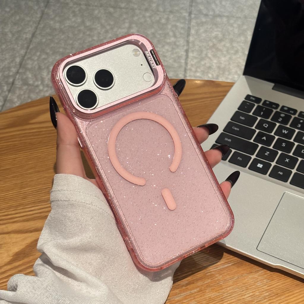 Star glitter magnetic suction for iPhone18PROMAX all-inclusive mobile phone case Apple 17 creative lens holder 16
