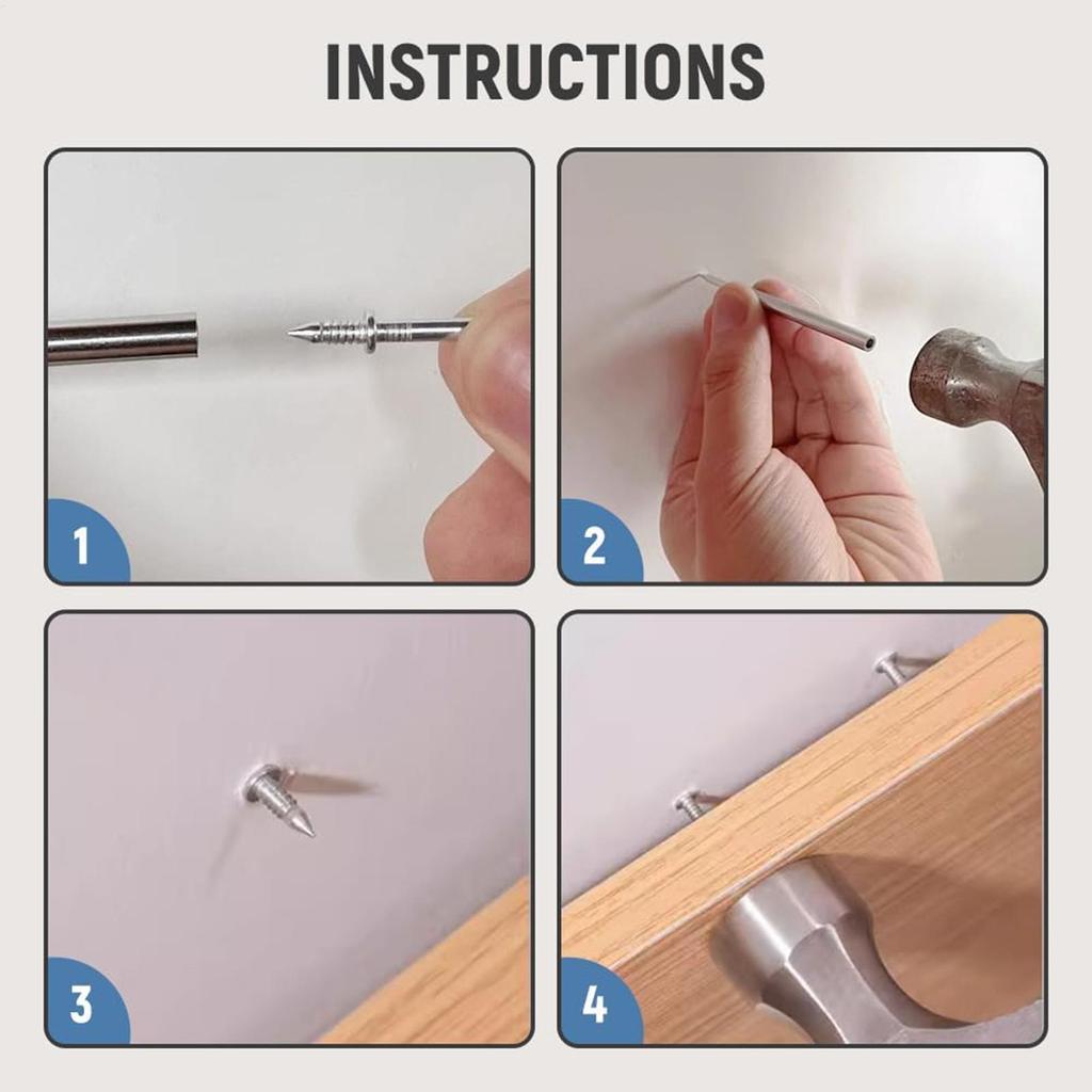 100pcs Double Headed Skirting Nails Multipurpose Thread Screws Seamless Baseboard Installation Nails with Tool for Woodworking