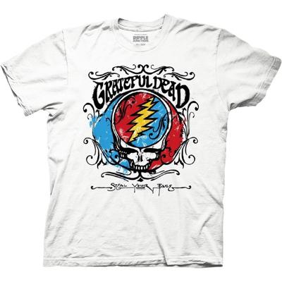 Ripple Junction Grateful Dead Men's Short Sleeve T-Shirt Steal Your Face Trippy Vintage Sketch Stealie Officially Licensed