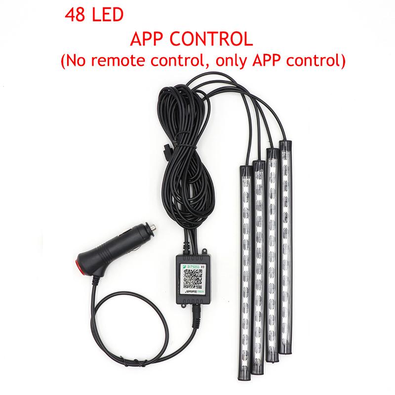 LED Car Foot Light Ambient Lamp With USB Wireless Remote Music Control Multiple Modes Automotive Interior Decorative Lights
