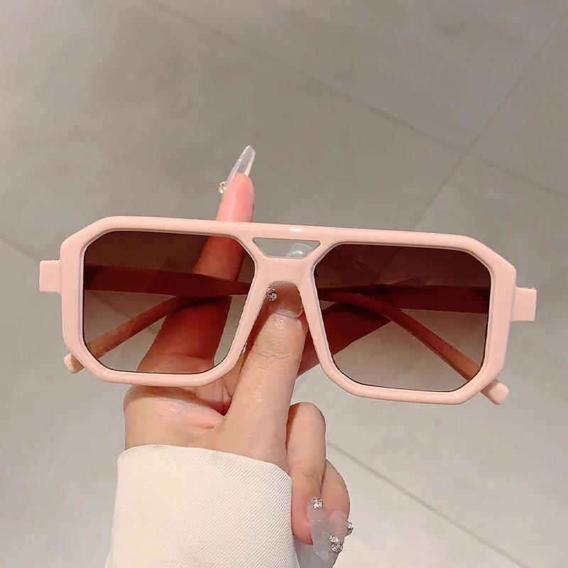 Trendy Square Decoration Shades Retro Oversize Gradient Women Sunglasses Men'S Brand Sun Glasses For Driving Fishing