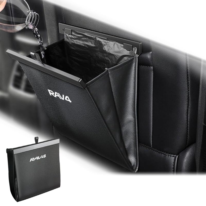 KINKA Car Trash Compatible with New RAV4 and PHV Car Storage Case with Hooks for Back Seat 5kg PU Large Can, (50 Series) (XA50 Series), Magnetic,