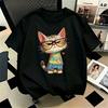 Cartoon Grumpy Cat With Glasses Graphic T Shirt Kids O-Neck Short Sleeve Tee Summer Casual Streetwear Fashion Top For Cat Lovers