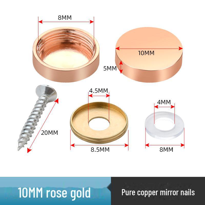 

Декоративные гвозди для зеркал - винты для крепления акриловых пластин, плитки и стекла с расширительными колпачками 10MM flat 1 price розового золота